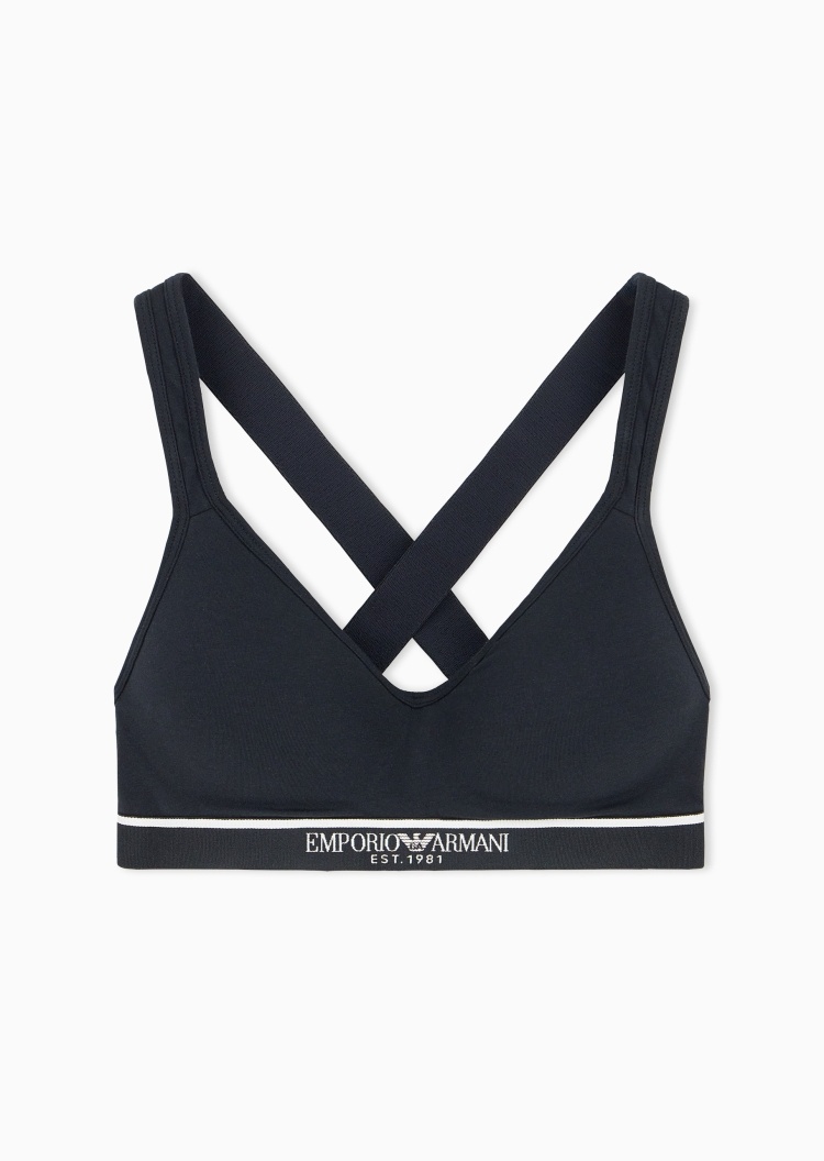 Emporio Armani 女士弹力棉交叉肩带无钢圈运动文胸内衣美背