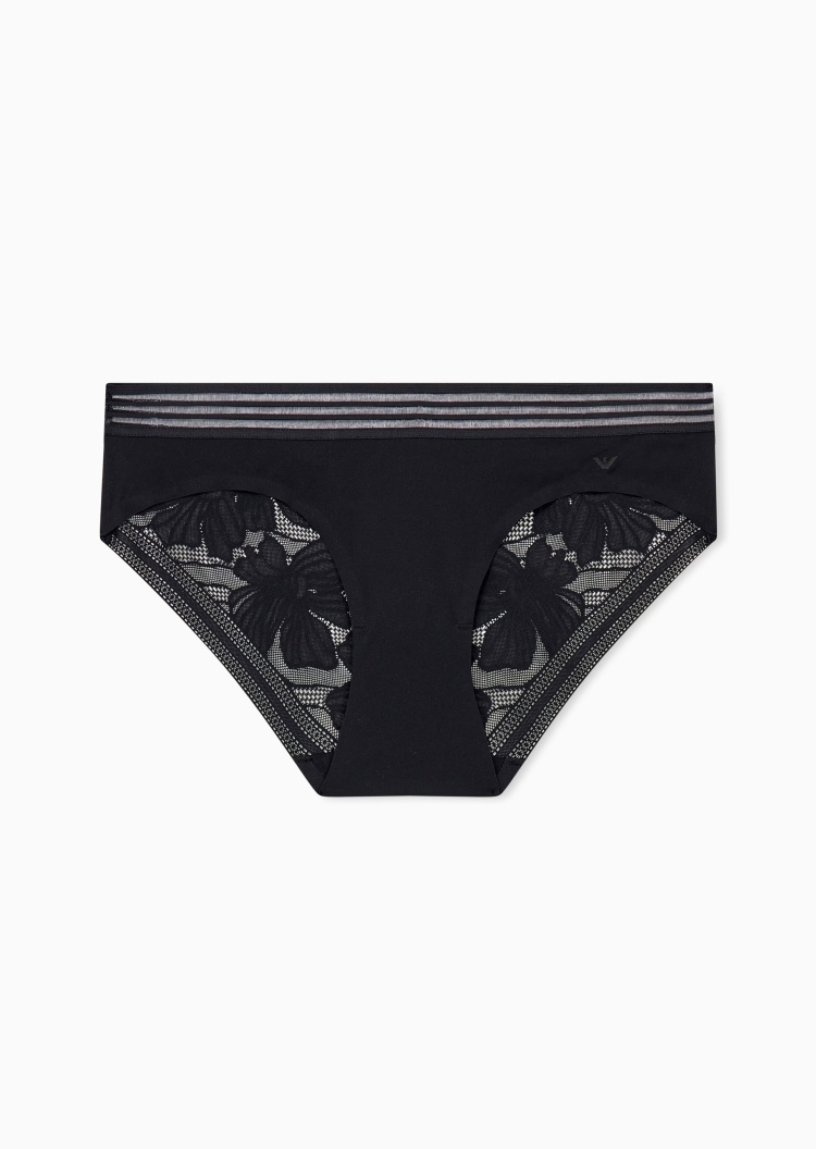Emporio Armani 女士三角花卉蕾丝性感轻奢时尚内裤