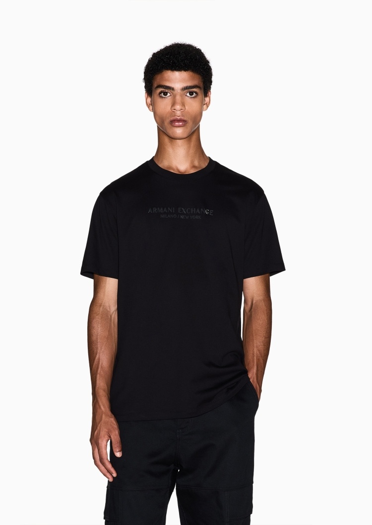 ARMANI EXCHANGE 男士纯棉合身短袖圆领正肩纯色T恤