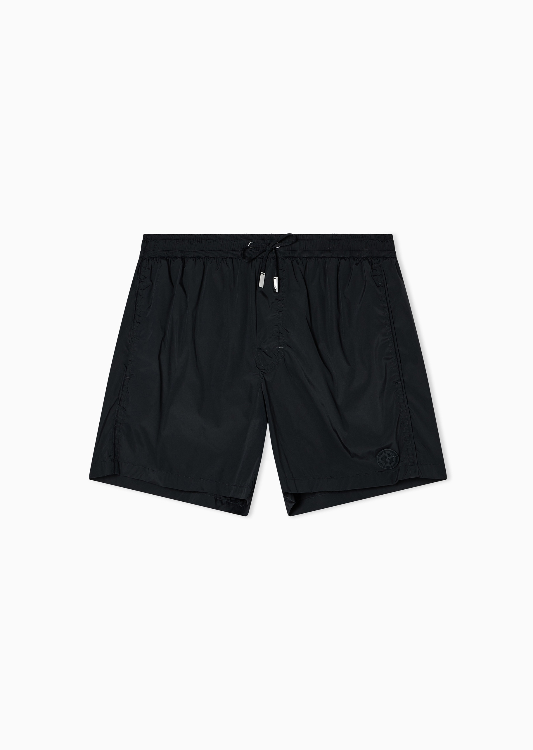 Giorgio Armani 男士松紧系带短款标识贴片纯色沙滩裤