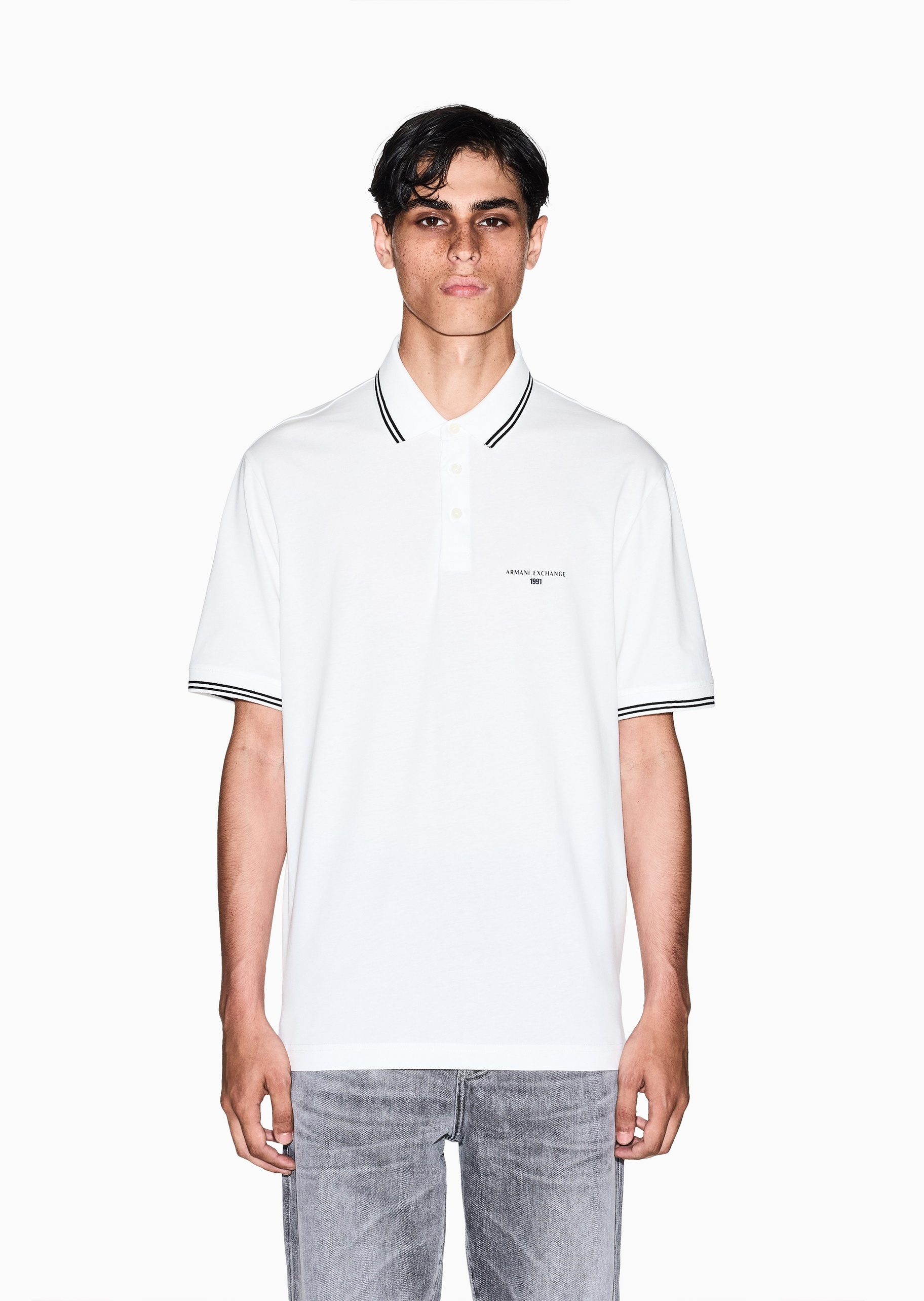 ARMANI EXCHANGE 男士纯棉宽松短袖翻领Polo衫