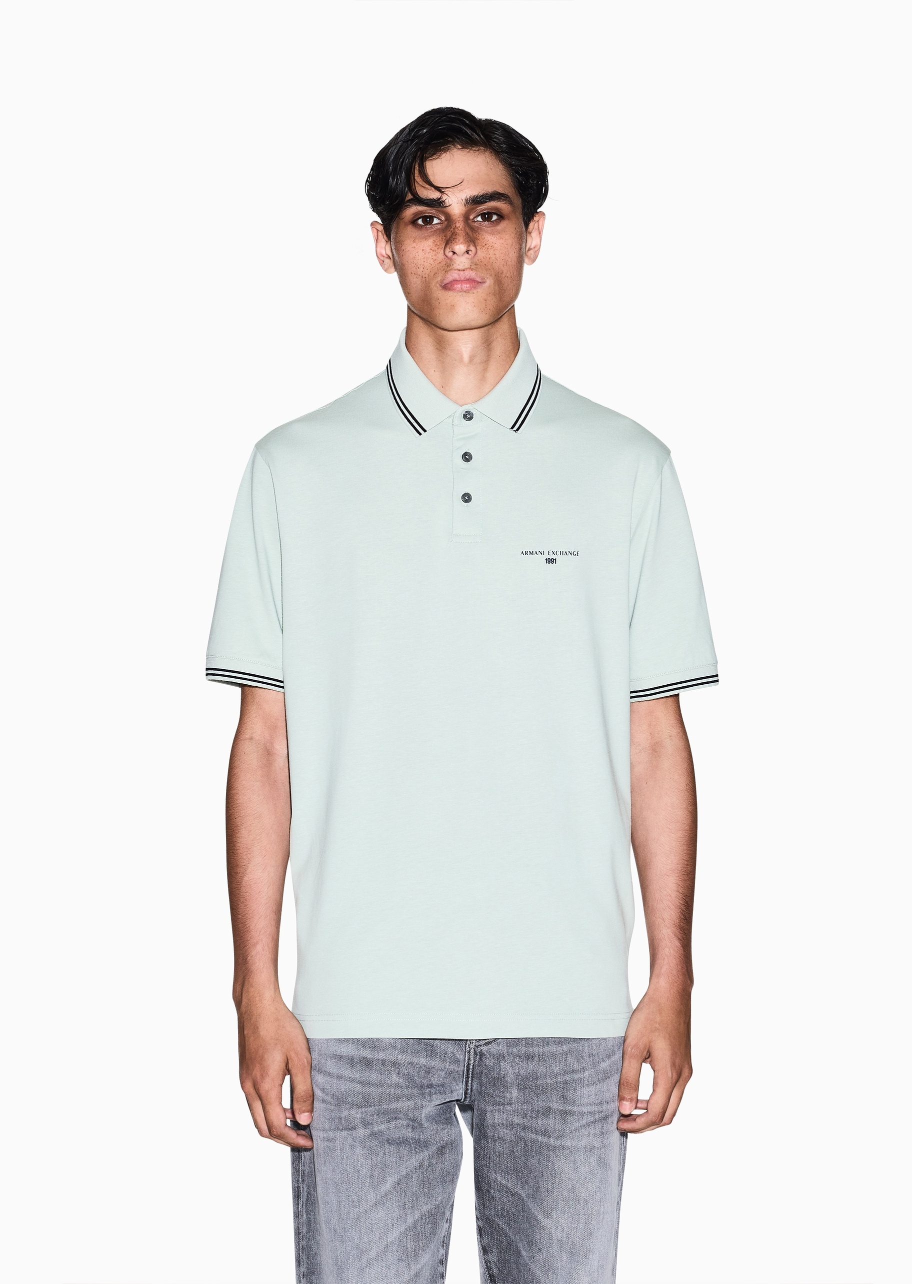 ARMANI EXCHANGE 男士纯棉宽松短袖翻领Polo衫