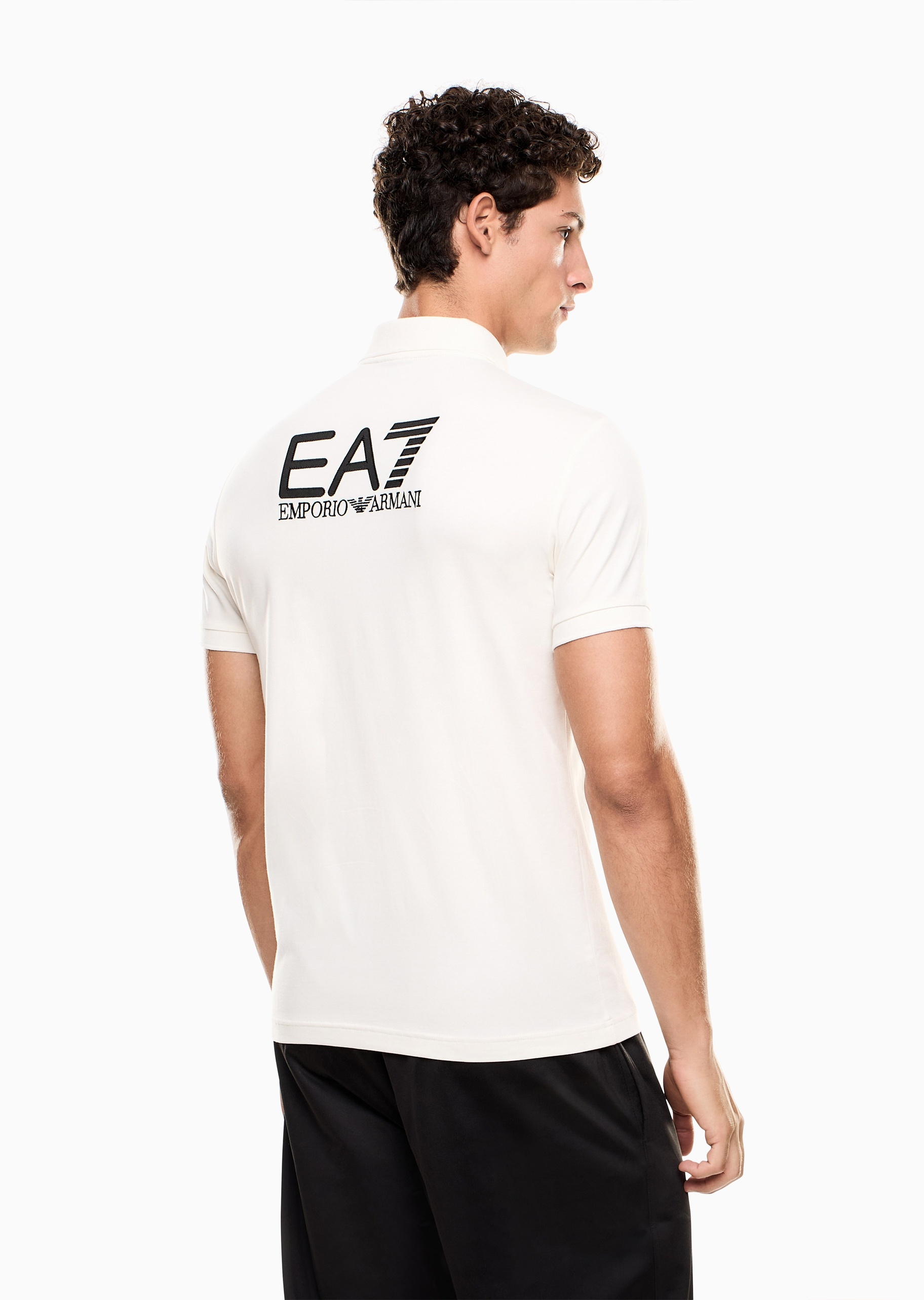 EA7 男士纯棉弹力短袖翻领Polo衫