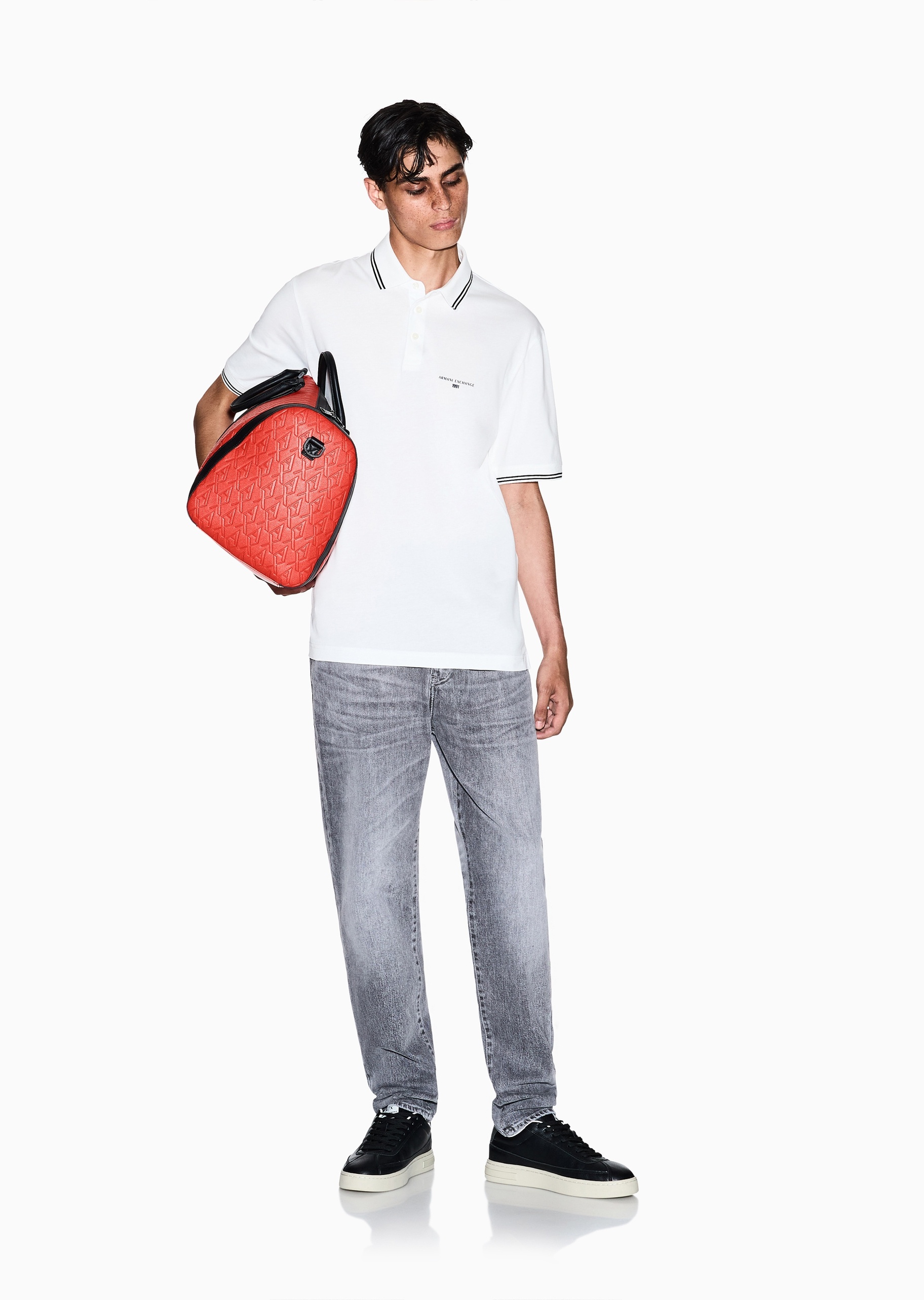 ARMANI EXCHANGE 男士纯棉宽松短袖翻领Polo衫