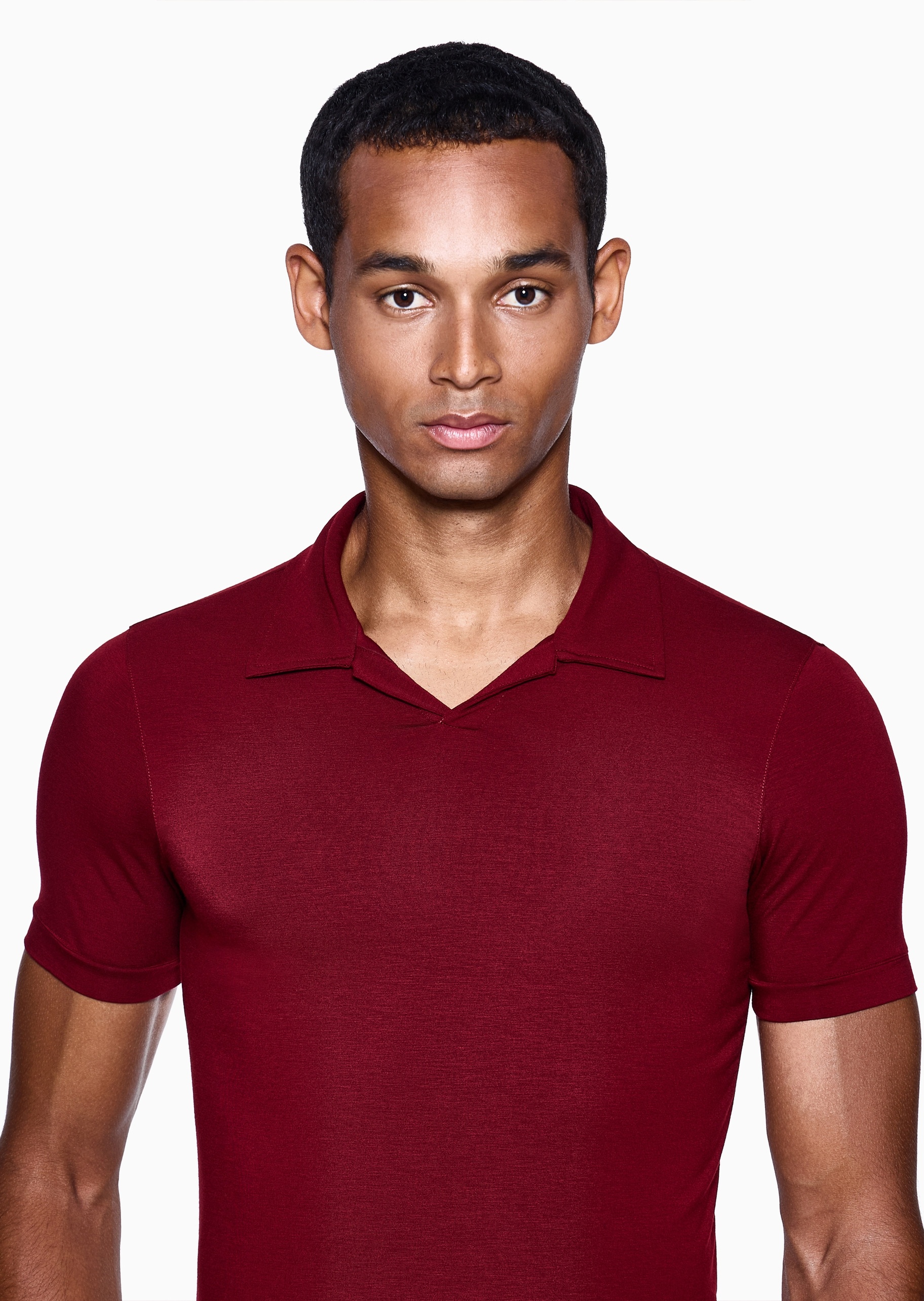 Giorgio Armani 男士人造棉弹力修身短袖海鸥领Polo衫