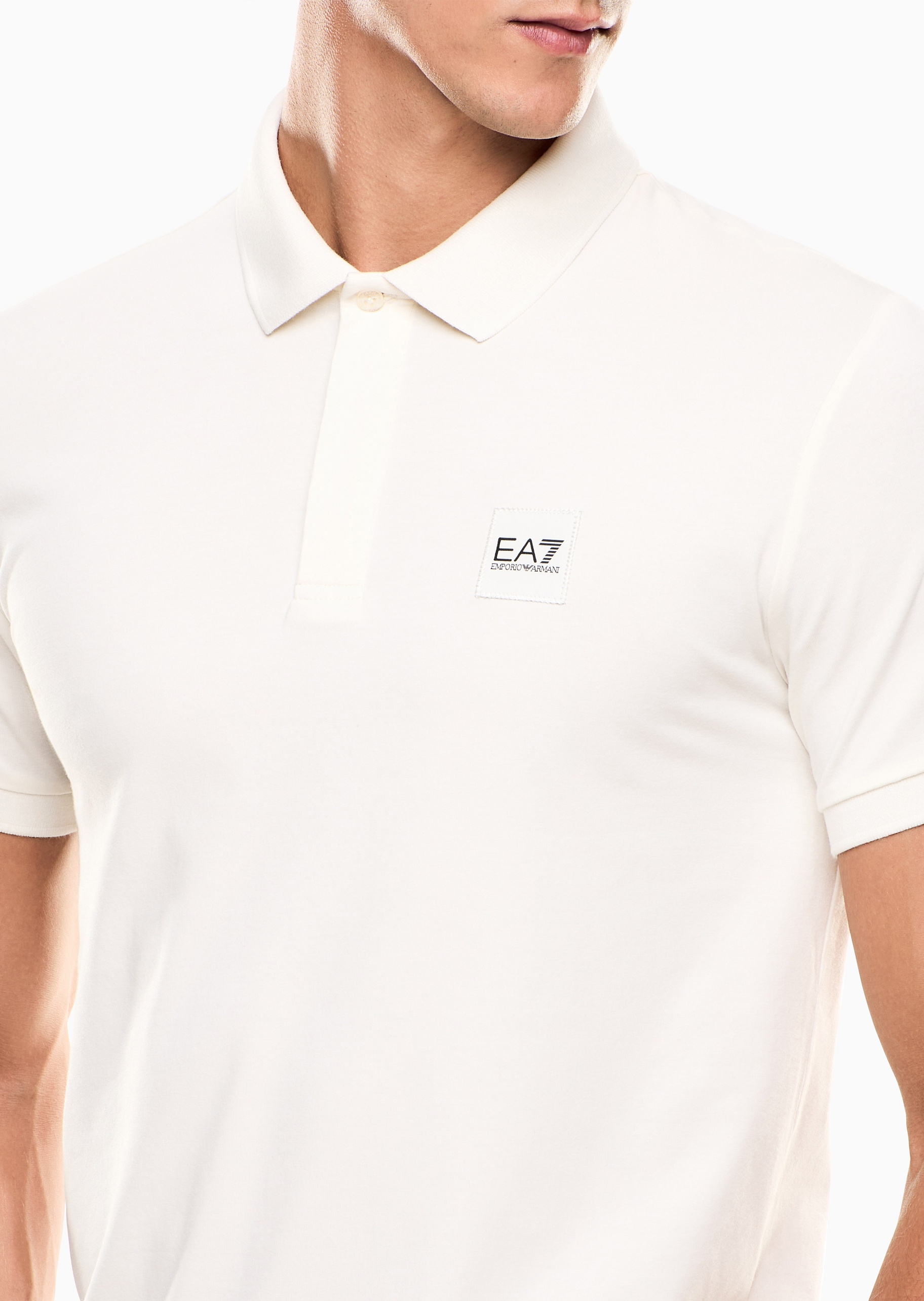 EA7 男士纯棉弹力短袖翻领Polo衫