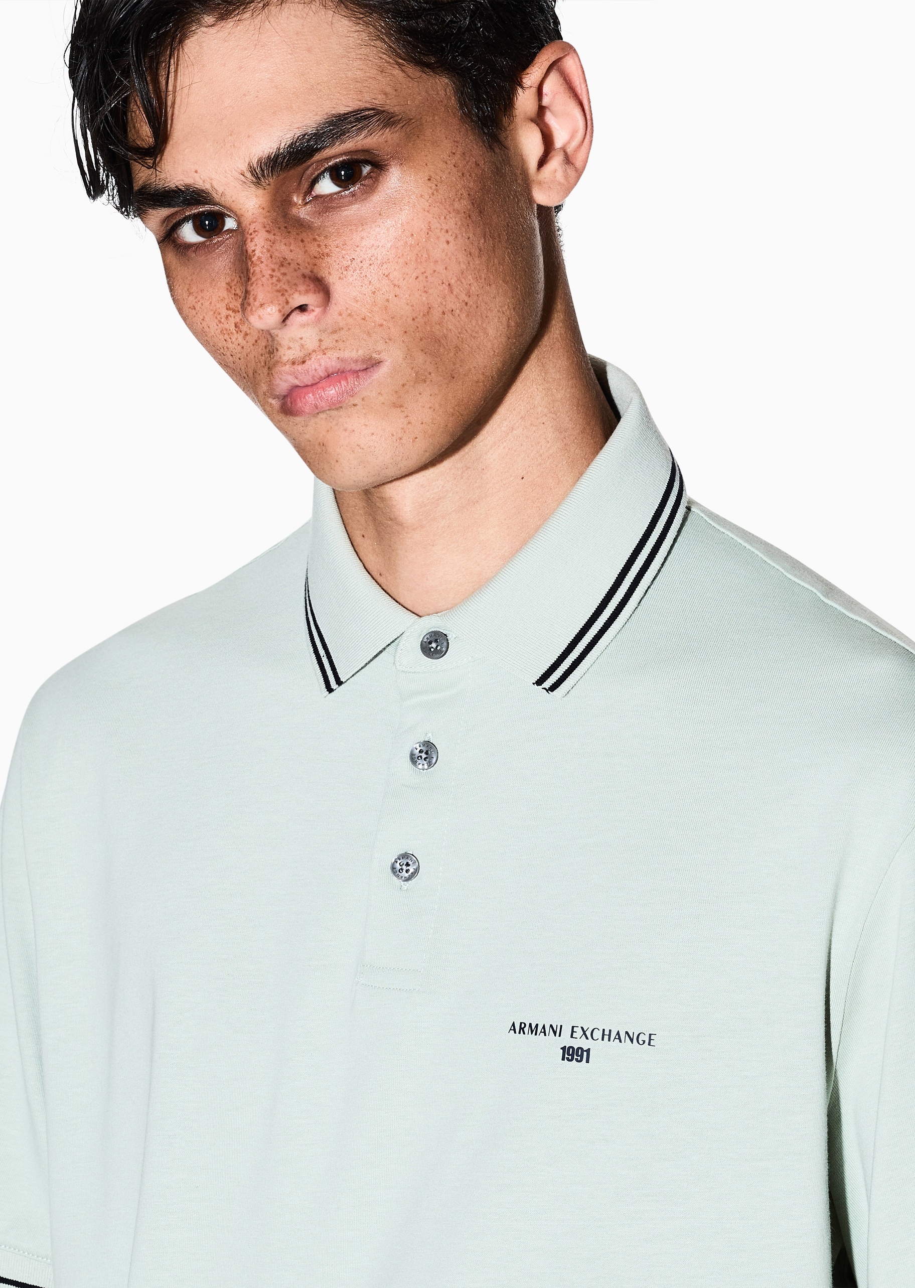 ARMANI EXCHANGE 男士纯棉宽松短袖翻领Polo衫