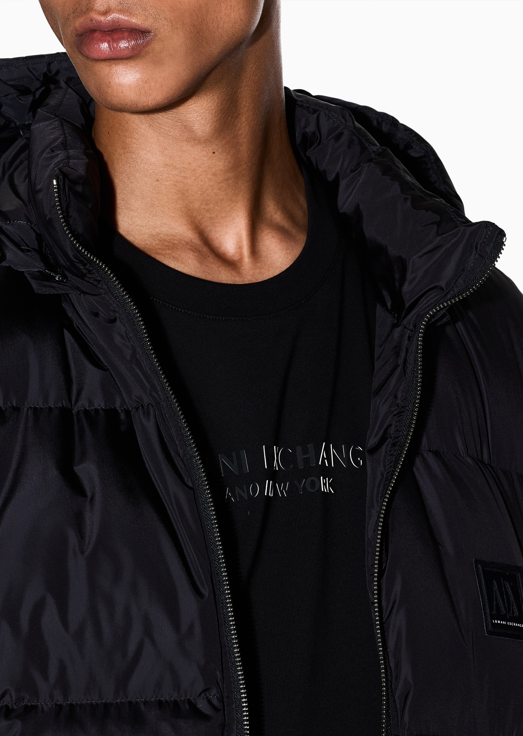 ARMANI EXCHANGE 男士纯棉合身短袖圆领正肩纯色T恤