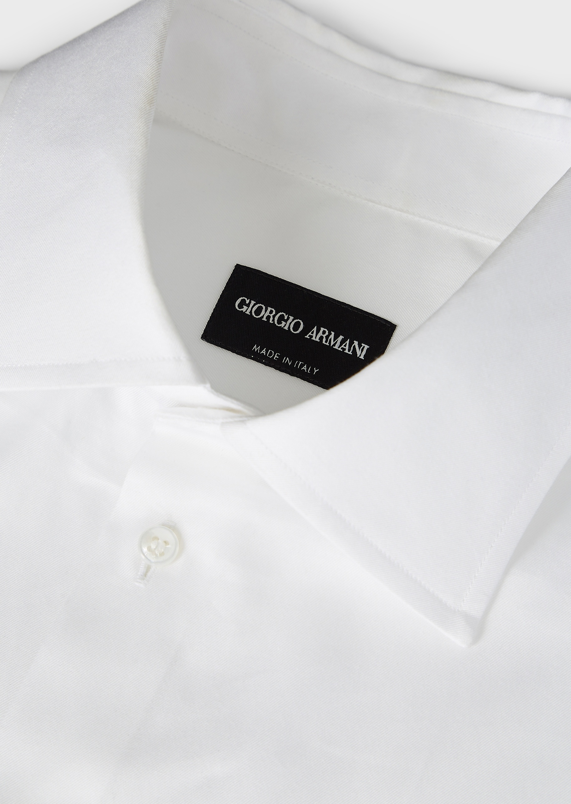 Giorgio Armani 男士纯棉长袖商务休闲通勤白色西装衬衫上衣