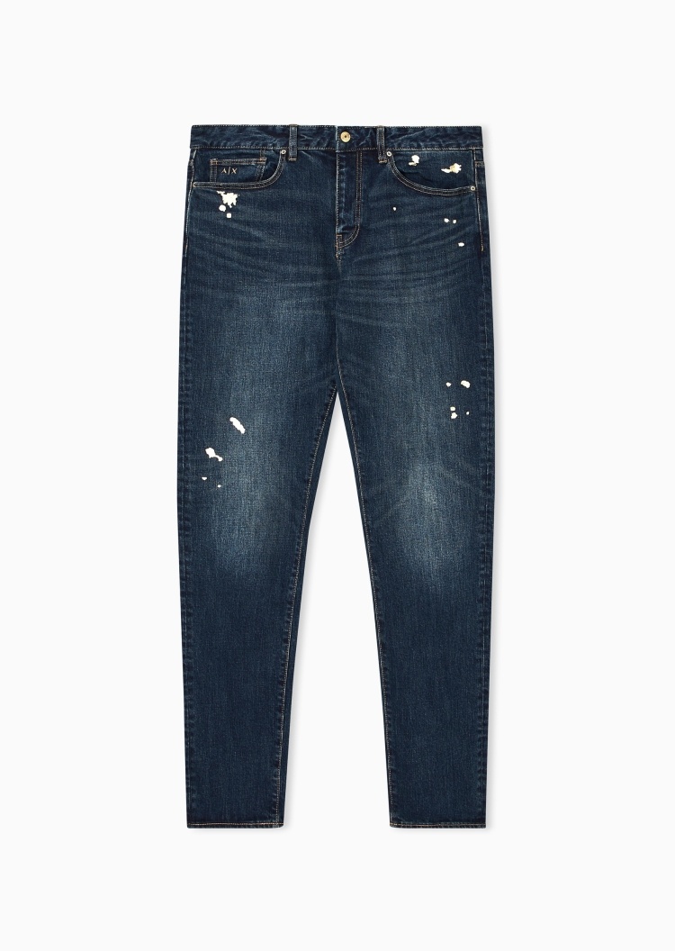 ARMANI EXCHANGE 男士直筒纯棉水洗复古休闲牛仔裤长裤