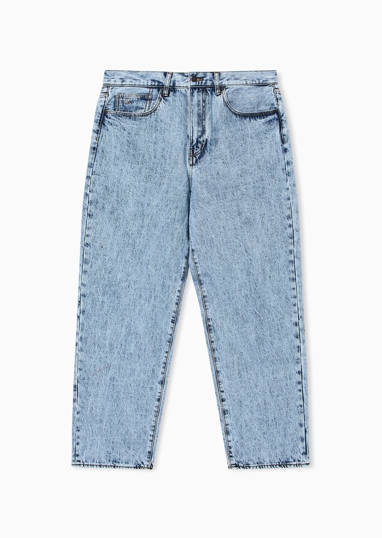 ARMANI EXCHANGE 男士宽松直筒纯棉复古水洗牛仔裤长裤