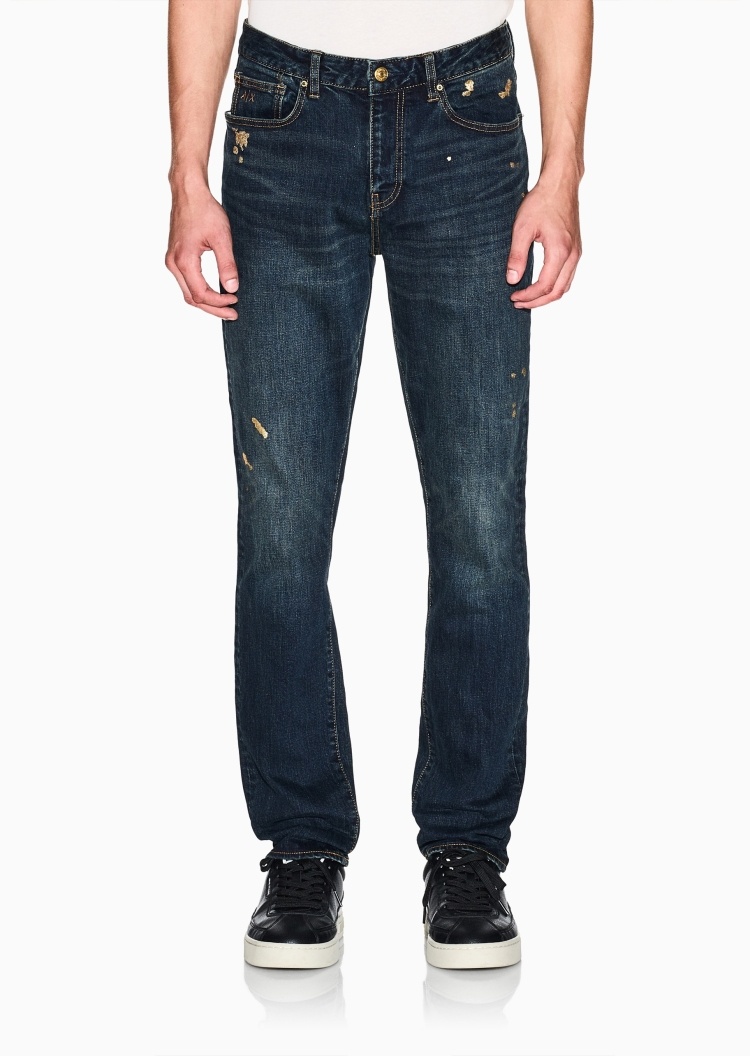 ARMANI EXCHANGE 男士直筒纯棉水洗复古休闲牛仔裤长裤