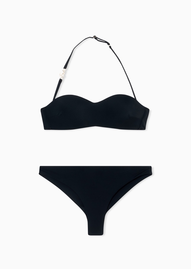 EA7 女士挂脖文胸三角内裤金属标识可调节比基尼