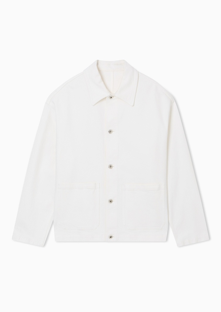 Emporio Armani 男士微弹长袖翻领纽扣门襟休闲夹克