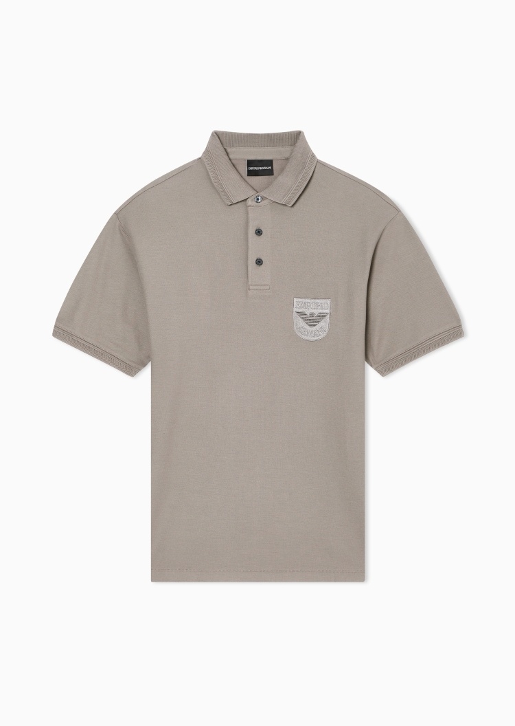 Emporio Armani 男士纯棉短袖翻领刺绣Polo衫