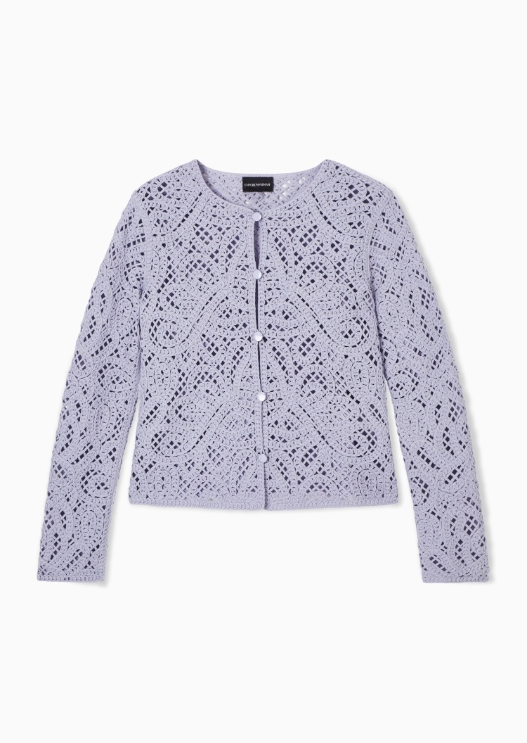 Emporio Armani 女士长袖圆领镂空纽扣门襟西装外套