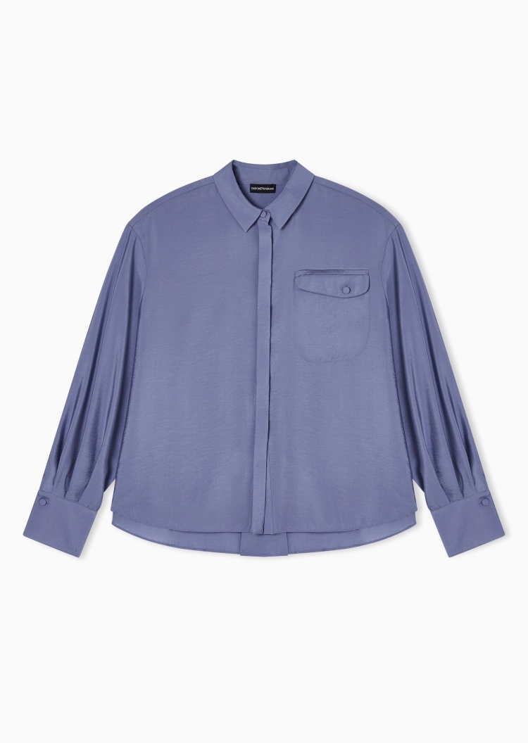 Emporio Armani 女士长袖翻领纯色优雅休闲时尚衬衫