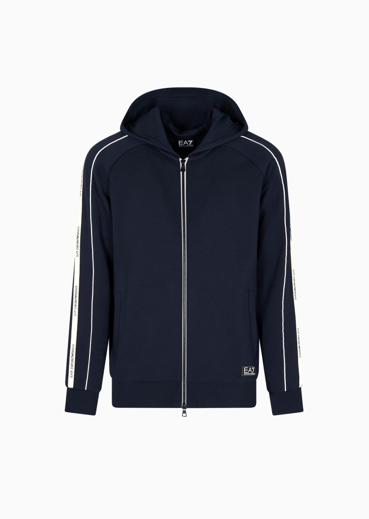EA7 男士插肩袖加绒拉链开衫卫衣夹克外套