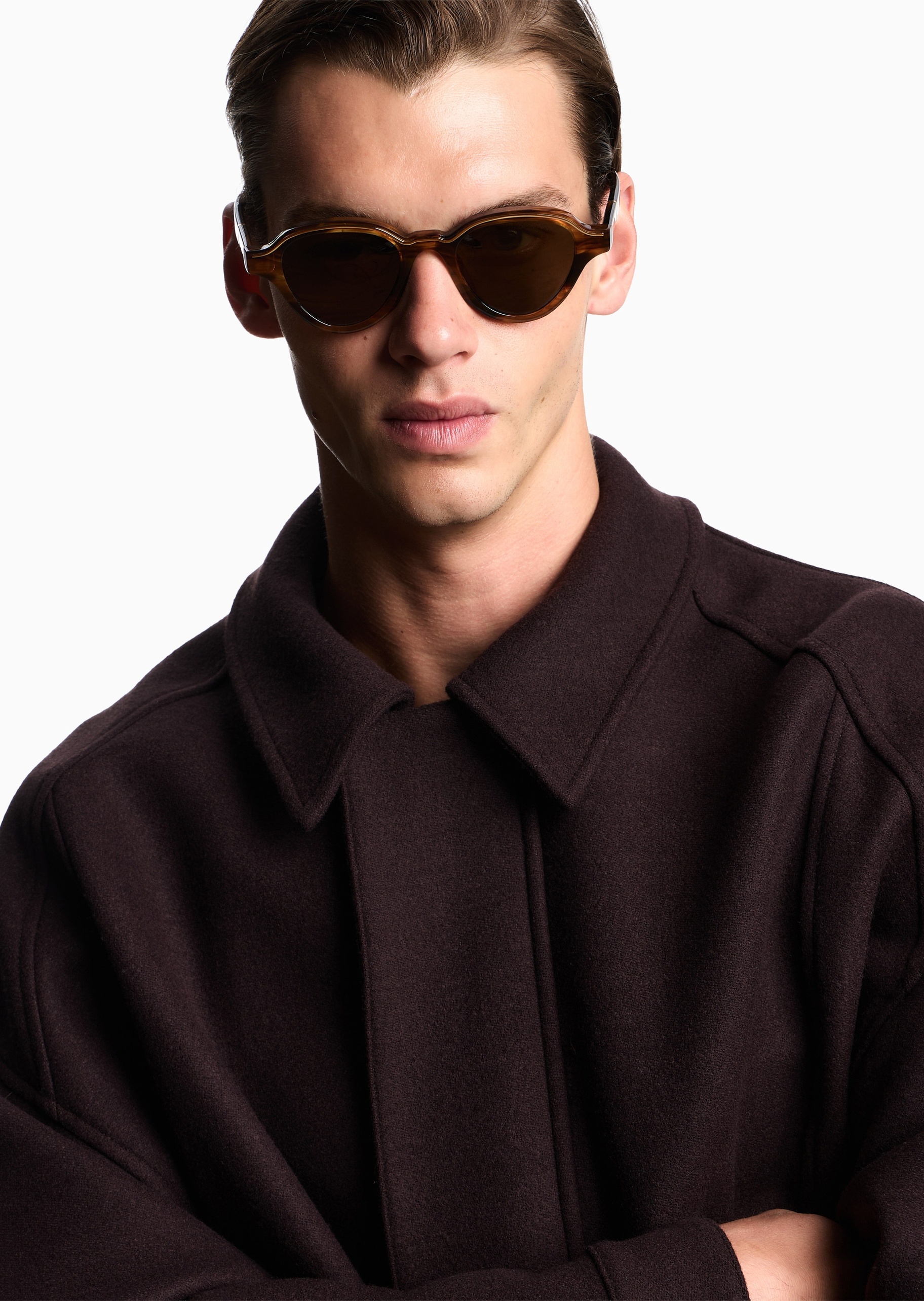 Emporio Armani 男士不规则形复古玳瑁太阳眼镜墨镜