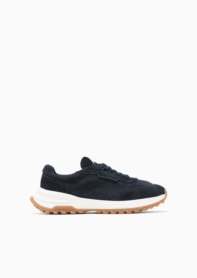 Emporio Armani 男士系带低帮轻户外拼接运动休闲鞋