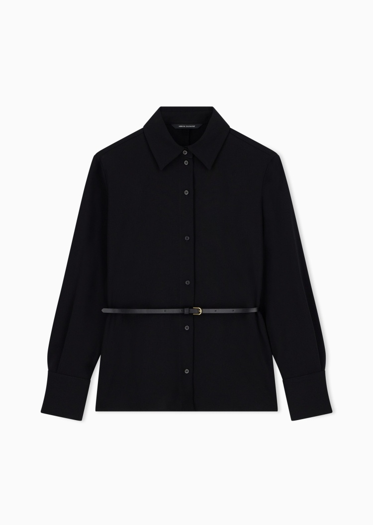 ARMANI EXCHANGE 女士长袖翻领配腰带休闲外套式衬衫