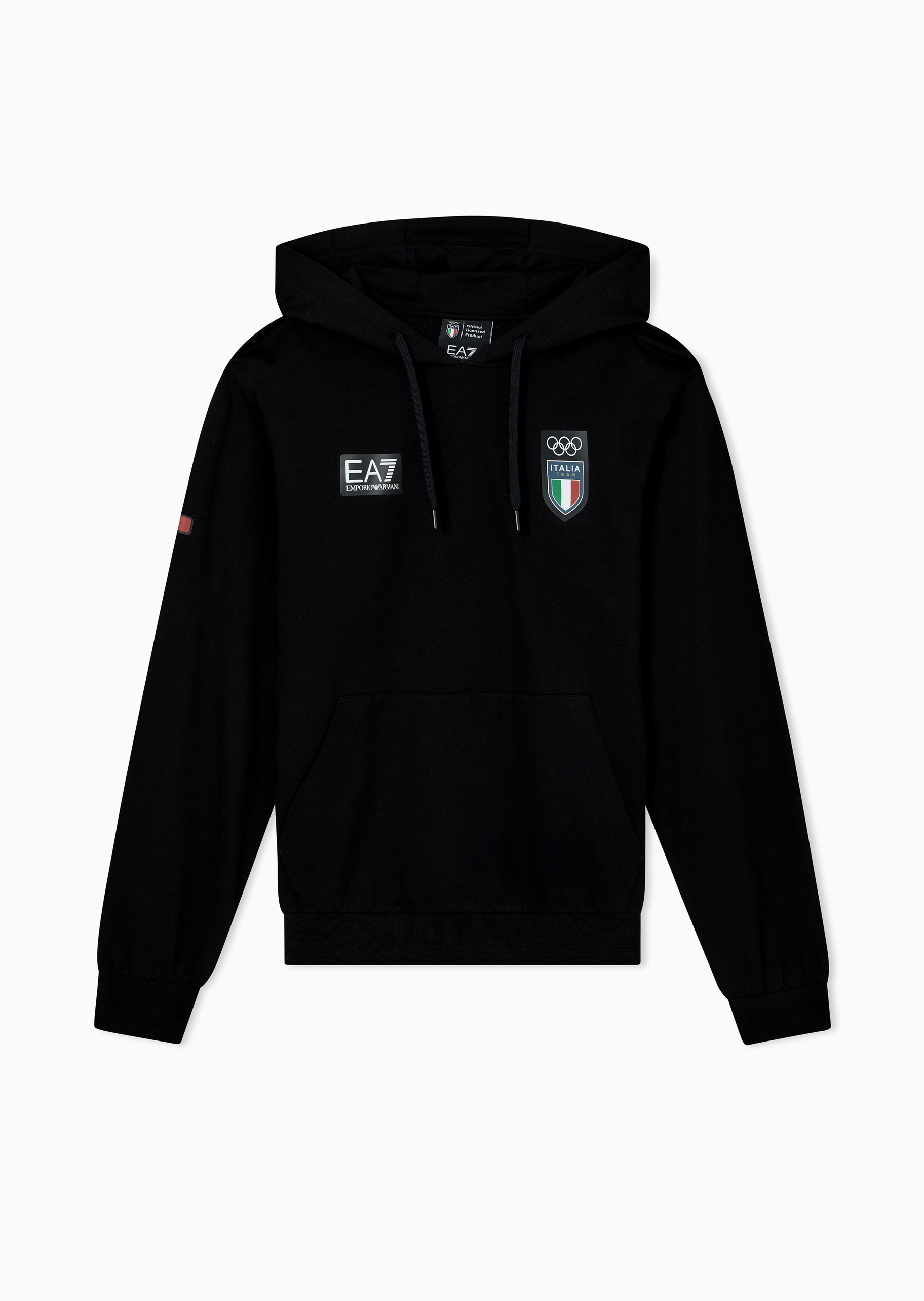 EA7 男女同款纯棉重磅合身连帽运动训练卫衣