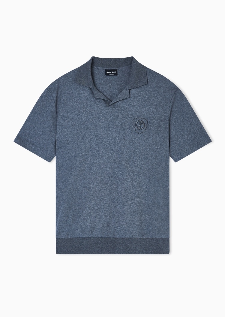 Giorgio Armani 男士纯棉短袖海鸥领刺绣Polo衫