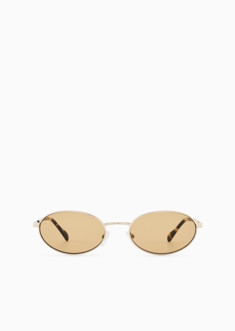 Emporio Armani 男士椭圆形金属细框简约太阳眼镜