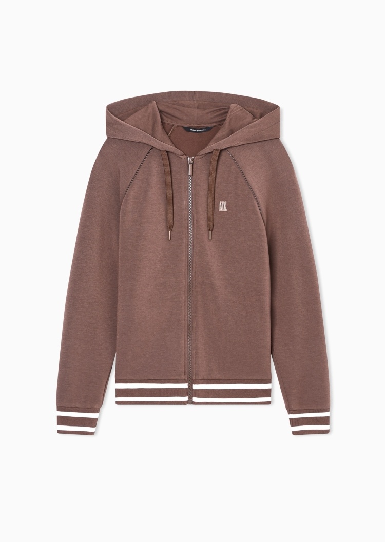 ARMANI EXCHANGE 女士拉链开衫连帽刺绣卫衣夹克外套