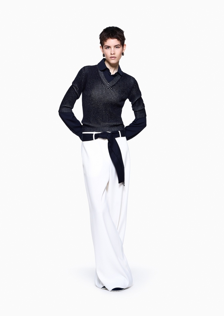 Giorgio Armani 女士桑蚕丝长袖翻领轻奢商务西装衬衫