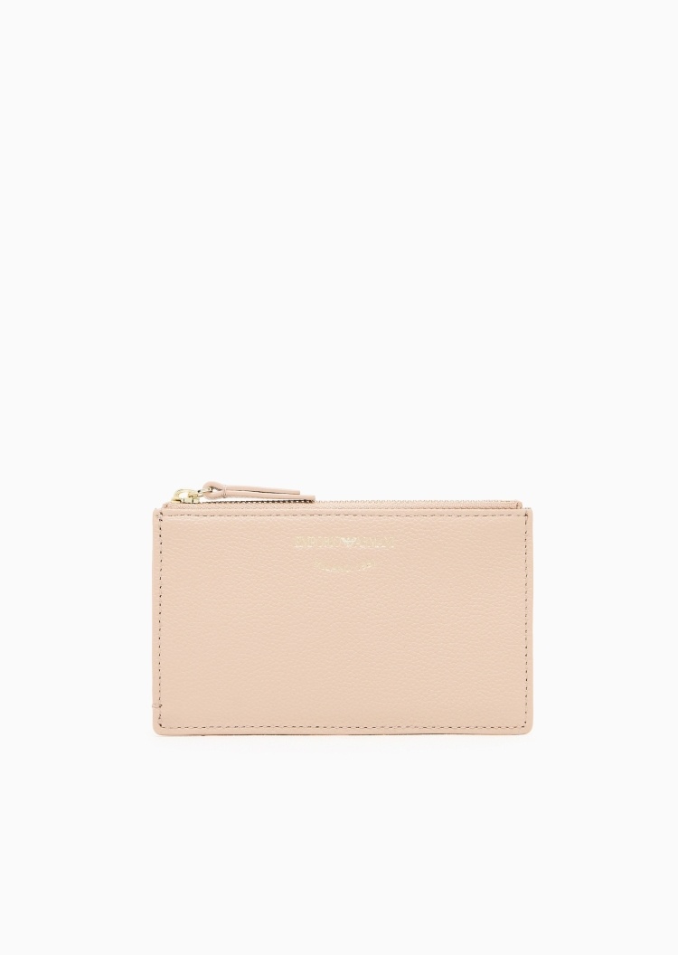 Emporio Armani 女士牛皮革拉链多卡位荔枝纹手拿卡夹