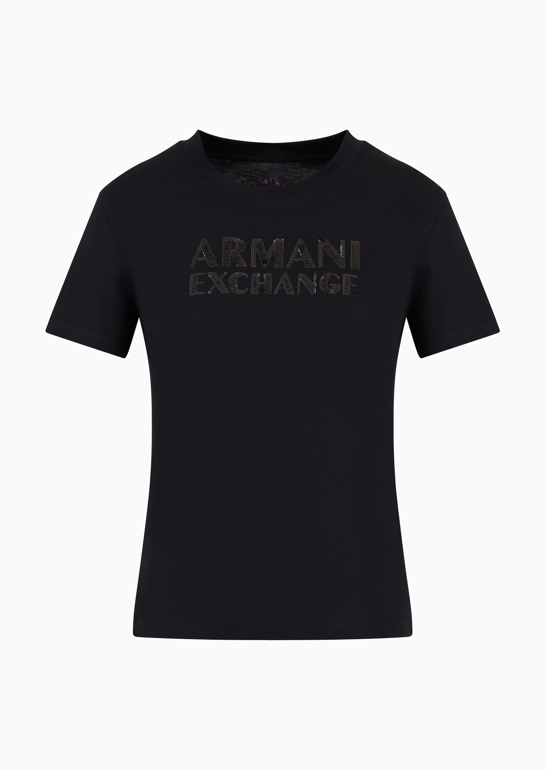 ARMANI EXCHANGE 女士全棉合身短袖圆领亮片LOGOT恤