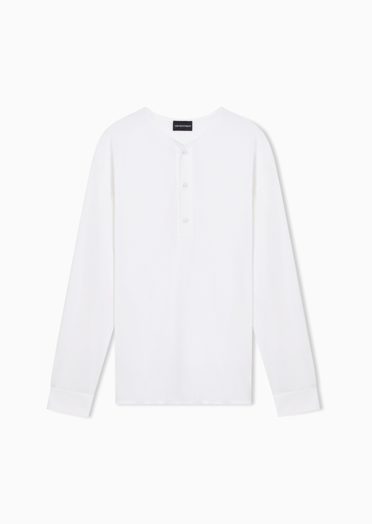 Emporio Armani 男士亨利领长袖商务纯棉Polo衫