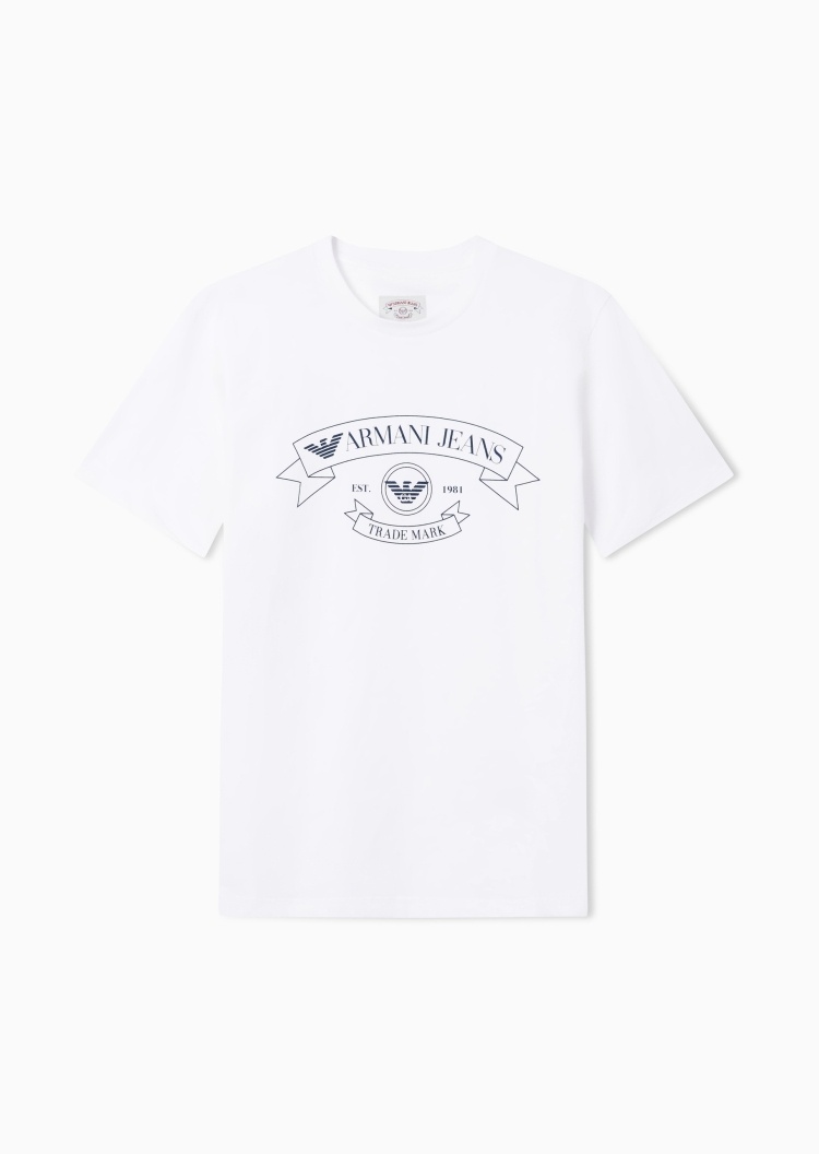 Emporio Armani 男士纯棉合身短袖圆领正肩印花T恤