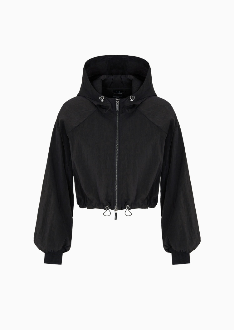 ARMANI EXCHANGE 女士灯笼袖短款连帽插肩抽绳下摆夹克