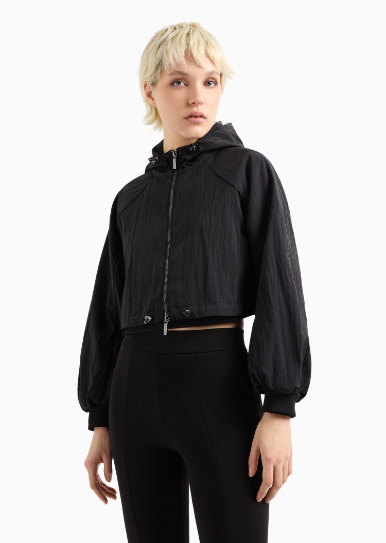 ARMANI EXCHANGE 女士灯笼袖短款连帽插肩抽绳下摆夹克