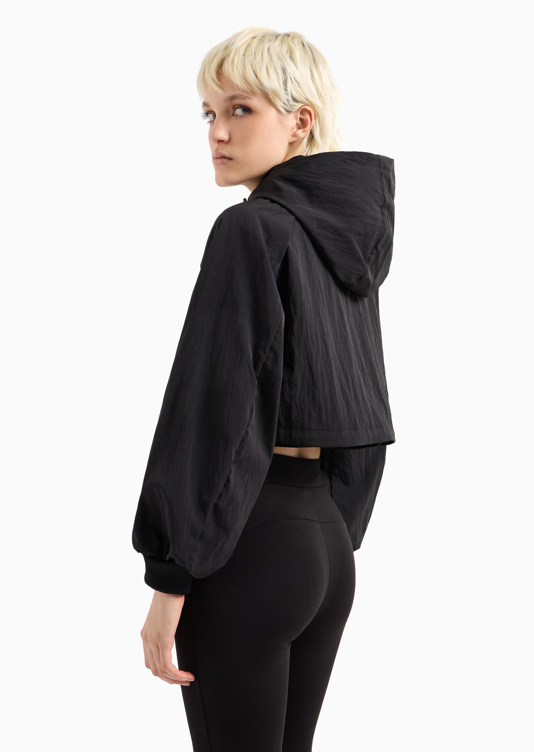 ARMANI EXCHANGE 女士灯笼袖短款连帽插肩抽绳下摆夹克