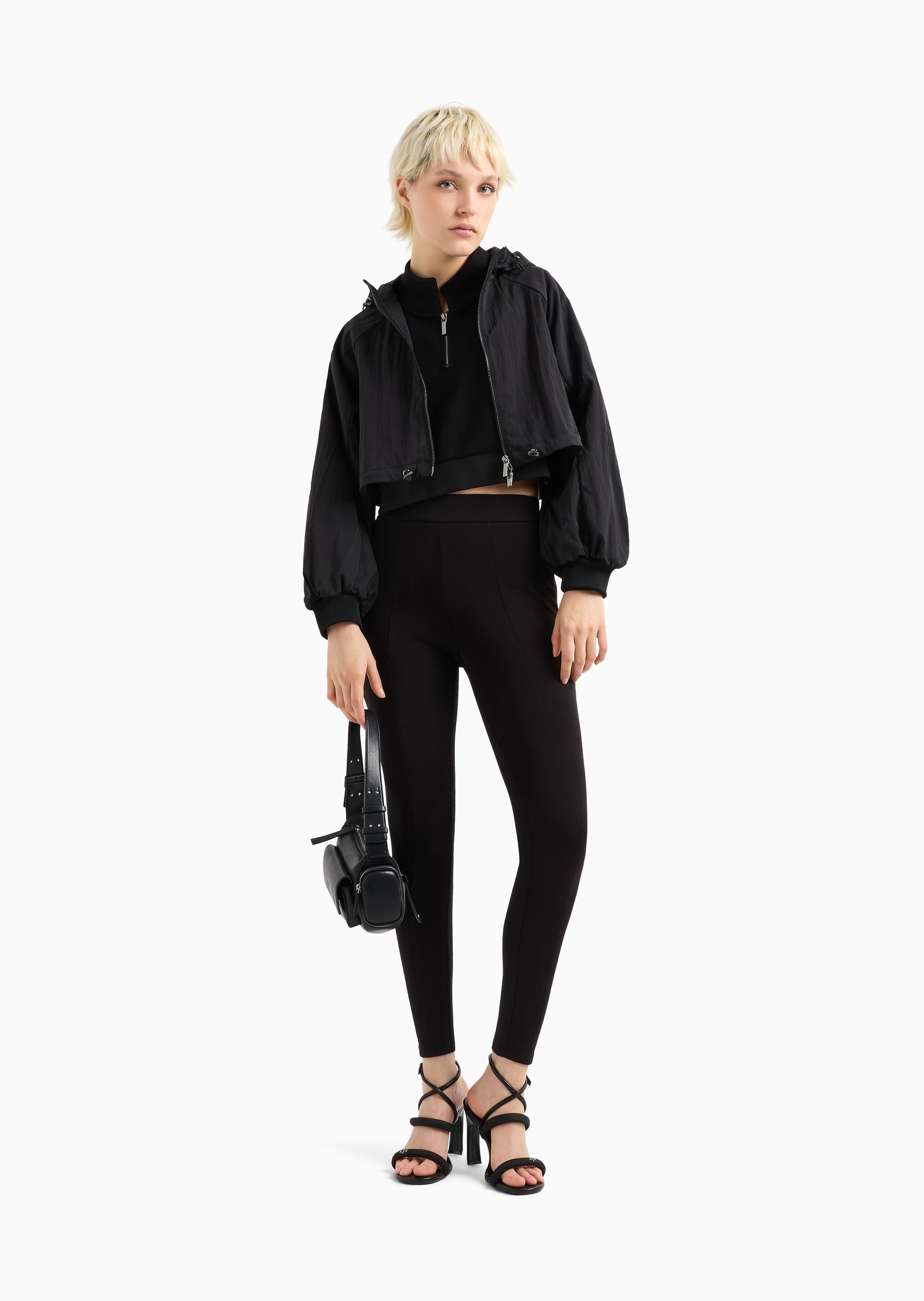 ARMANI EXCHANGE 女士灯笼袖短款连帽插肩抽绳下摆夹克