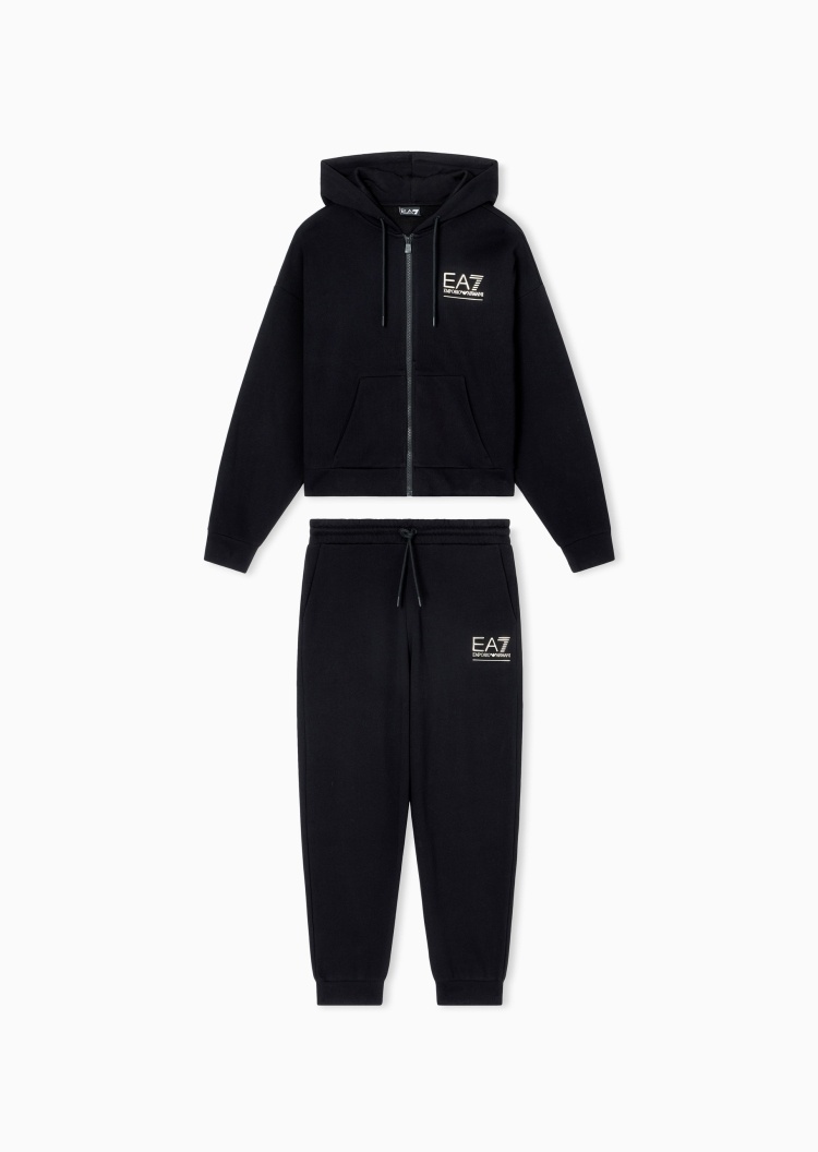 EA7 女士棉质连帽卫衣束脚卫裤加绒运动套装