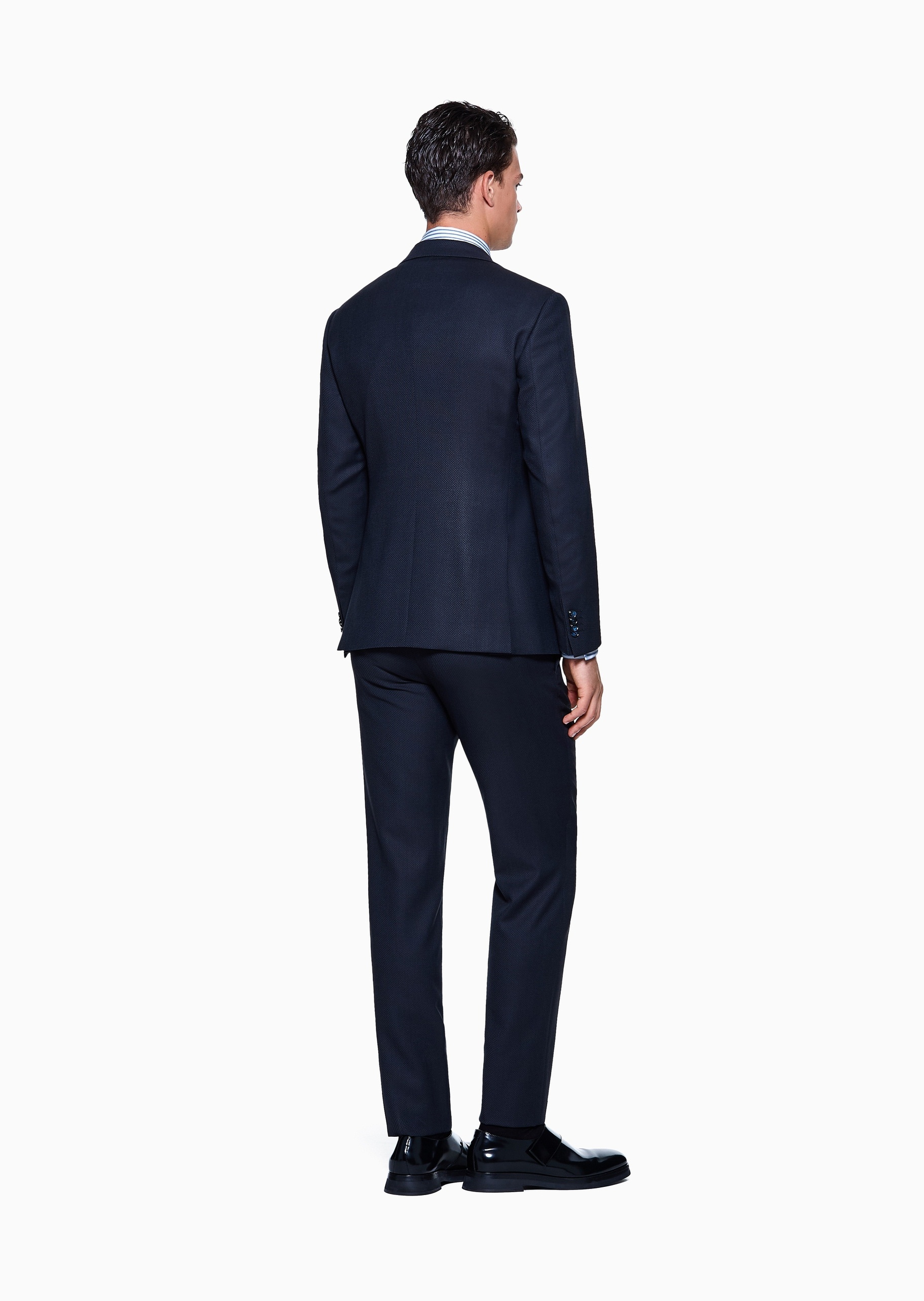 Giorgio Armani 男士全绵羊毛平驳领外套长裤商务西装套装