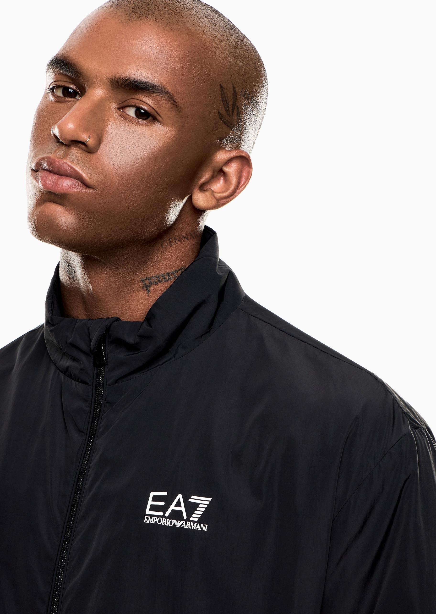 EA7 男士立领开衫长裤加绒拉链运动套装