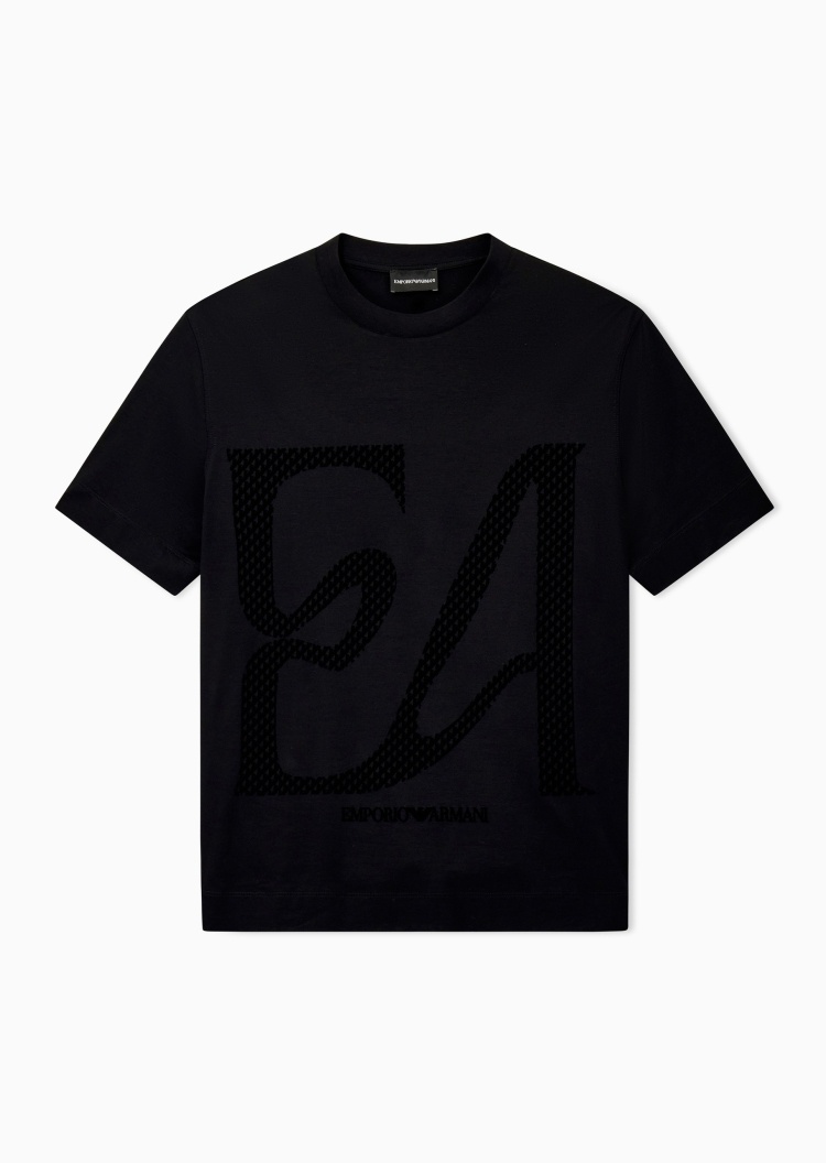 Emporio Armani 男士莱赛尔混纺轻薄宽松短袖圆领休闲T恤