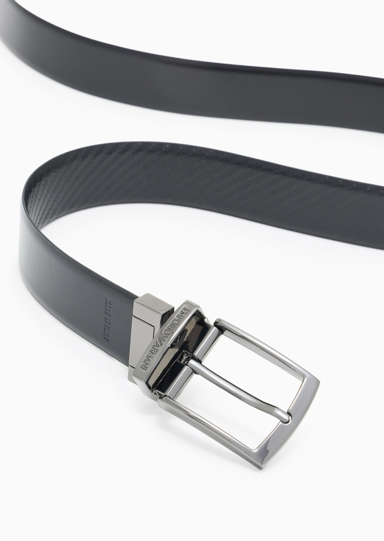 Emporio Armani 男士双面压花复古商务通勤针扣腰带
