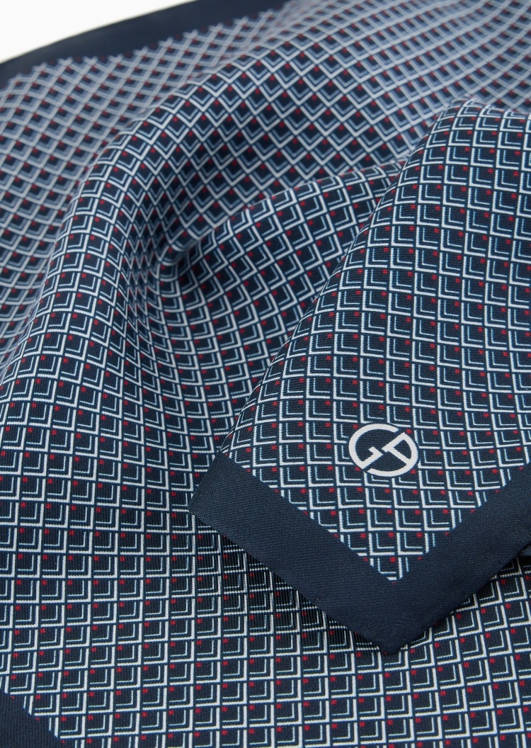 Giorgio Armani 男士桑蚕丝正方形通体几何印花口袋巾