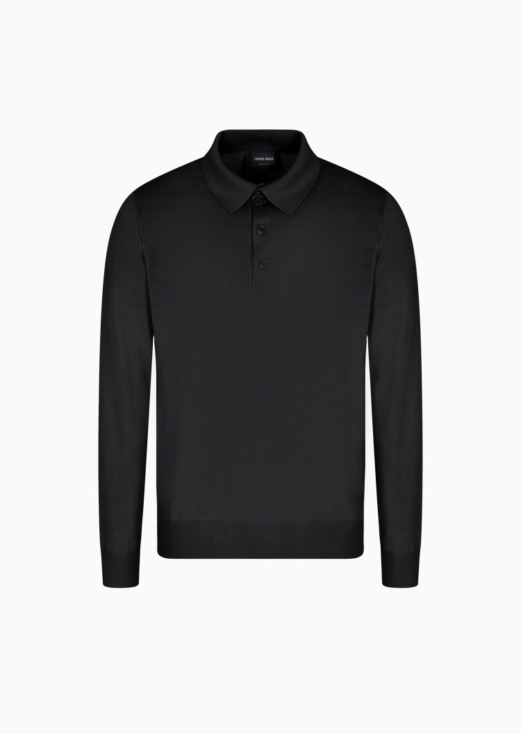 Giorgio Armani 男士Polo领绵羊毛翻领套头针织毛衣