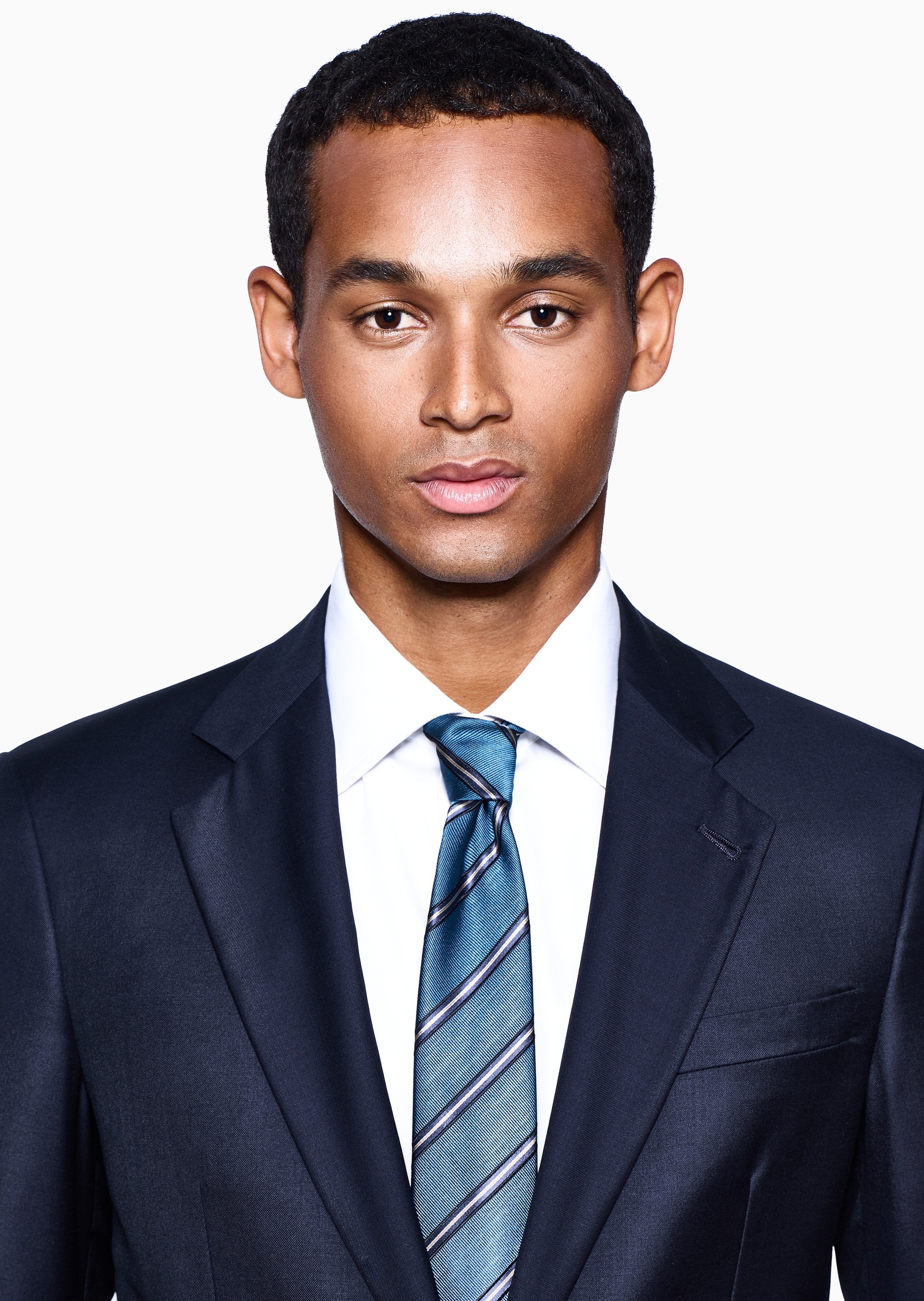 Giorgio Armani 男士桑蚕丝手打箭头型斜条纹提花领带