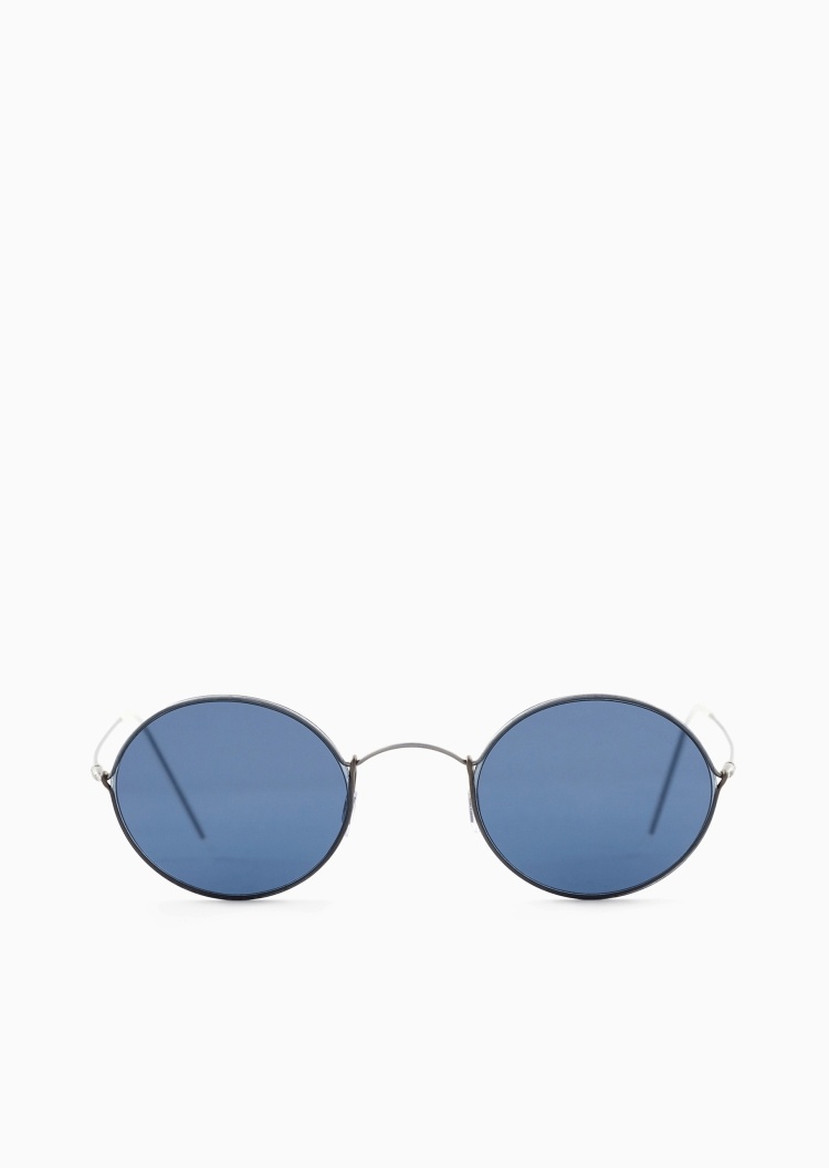 Giorgio Armani 男士椭圆形金属细框时尚遮阳太阳眼镜