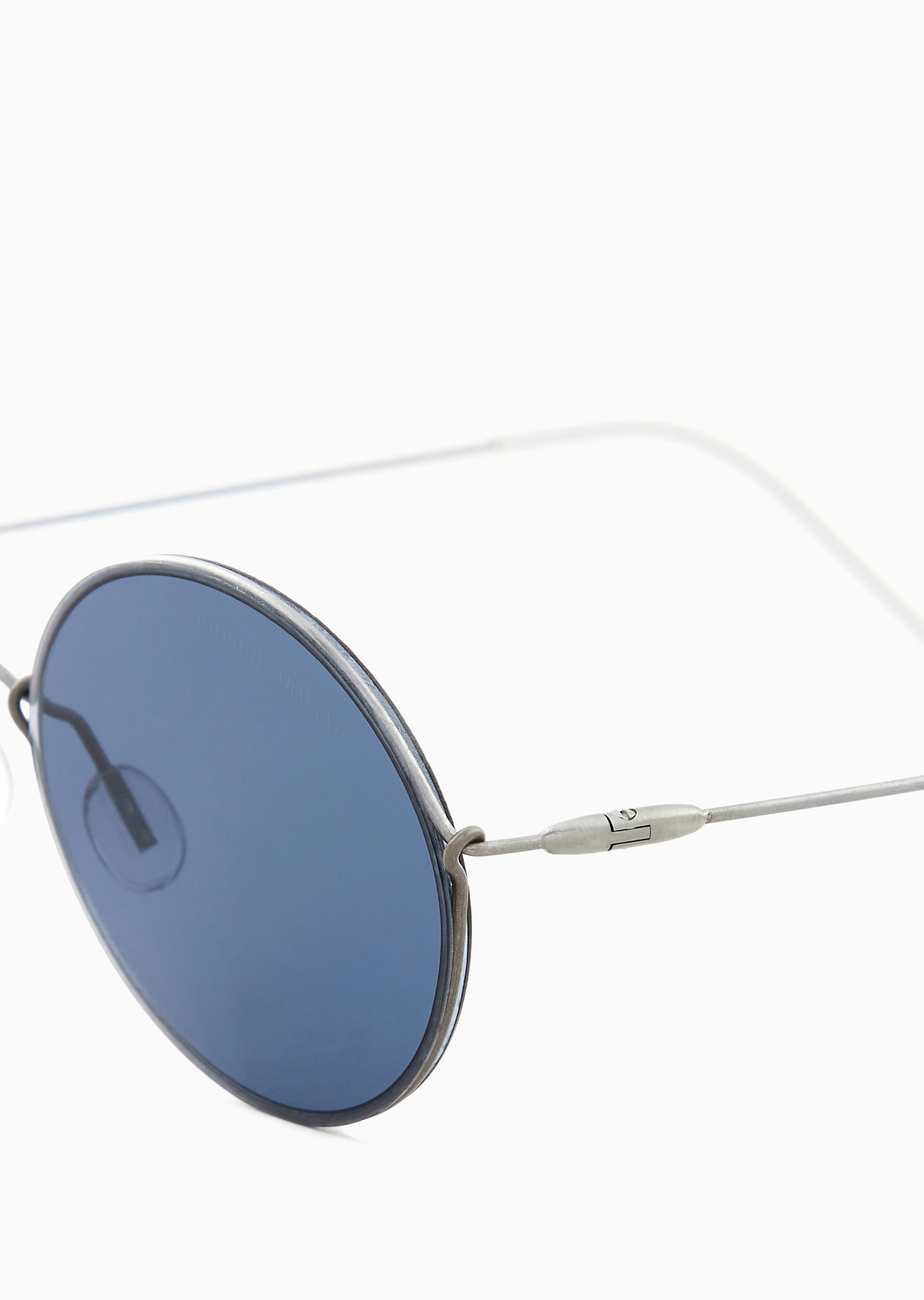 Giorgio Armani 男士椭圆形金属细框时尚遮阳太阳眼镜