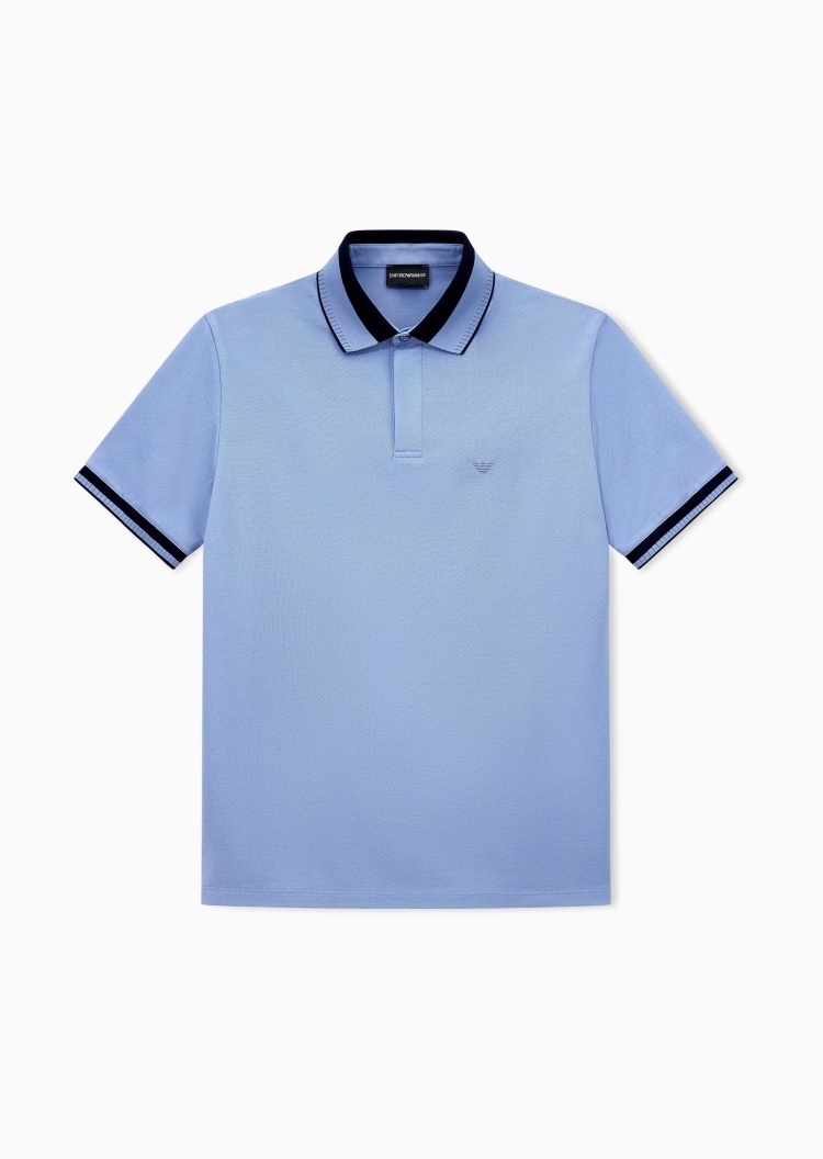 Emporio Armani 男士纯棉短袖翻领正肩刺绣Polo衫