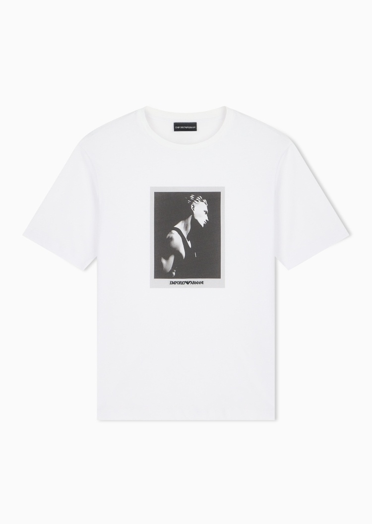 Emporio Armani 男士纯棉合身短袖圆领印花休闲T恤